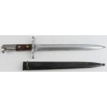 Swiss M1918 bayonet made by Elsener Schwyz in its steel scabbard. Collector grade condition