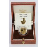 Britannia gold 1/10oz Proof £10 1990 FDC cased with cert.