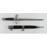 German Nazi 1st Pattern Luftwaffe dagger and scabbard. Worn all over, blade polished