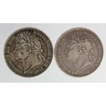 Crowns (2): 1821 Secundo Fine, and 1822 Tertio nVF, some knocks.