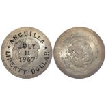 Anguilla countermarked 'Liberty Dollar July 11 1967' X#2 on a Mexico silver 5 Pesos 1948 KM# 465,