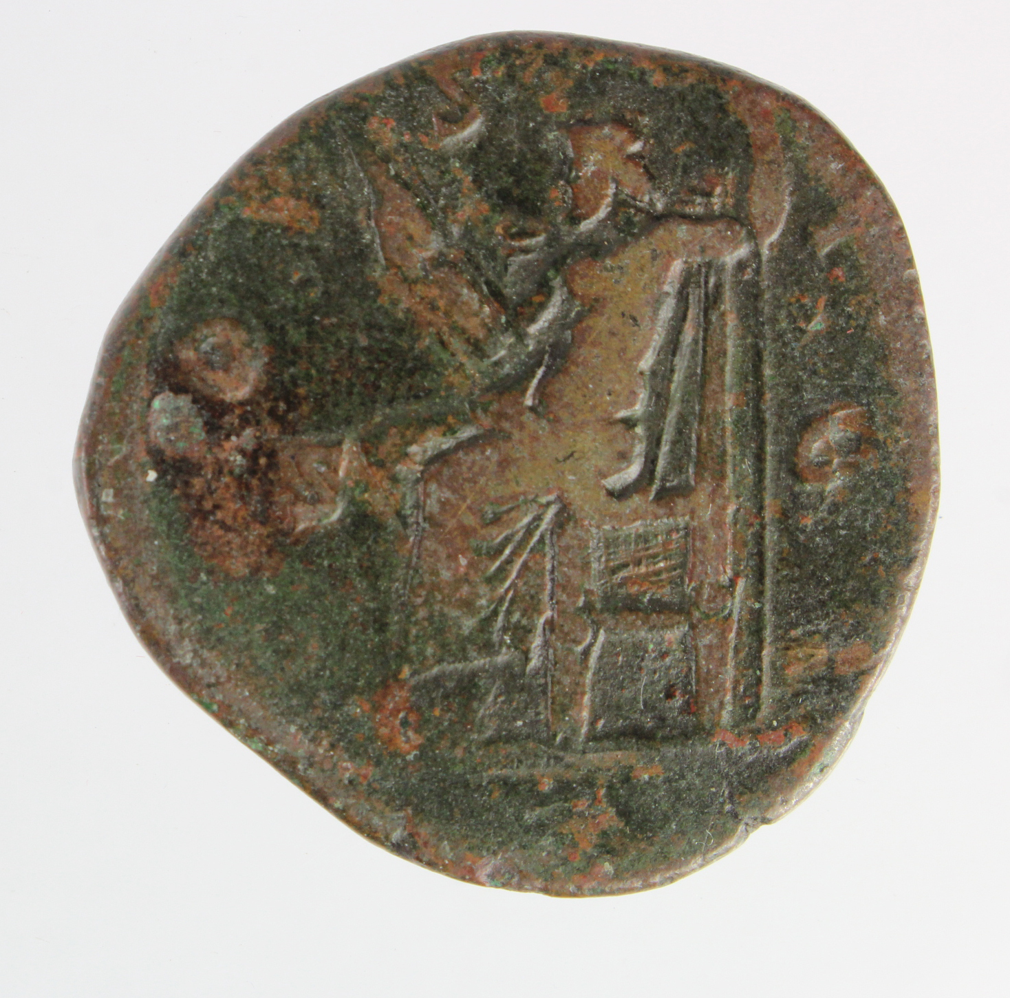 Roman Imperial: Marcus Aurelius AE Sestertius, Rome mint 171-172 AD, Rev: Jupiter seated l. - Image 2 of 2