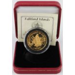 Falkland Islands Crown 2007 gold Proof FDC boxed as issued