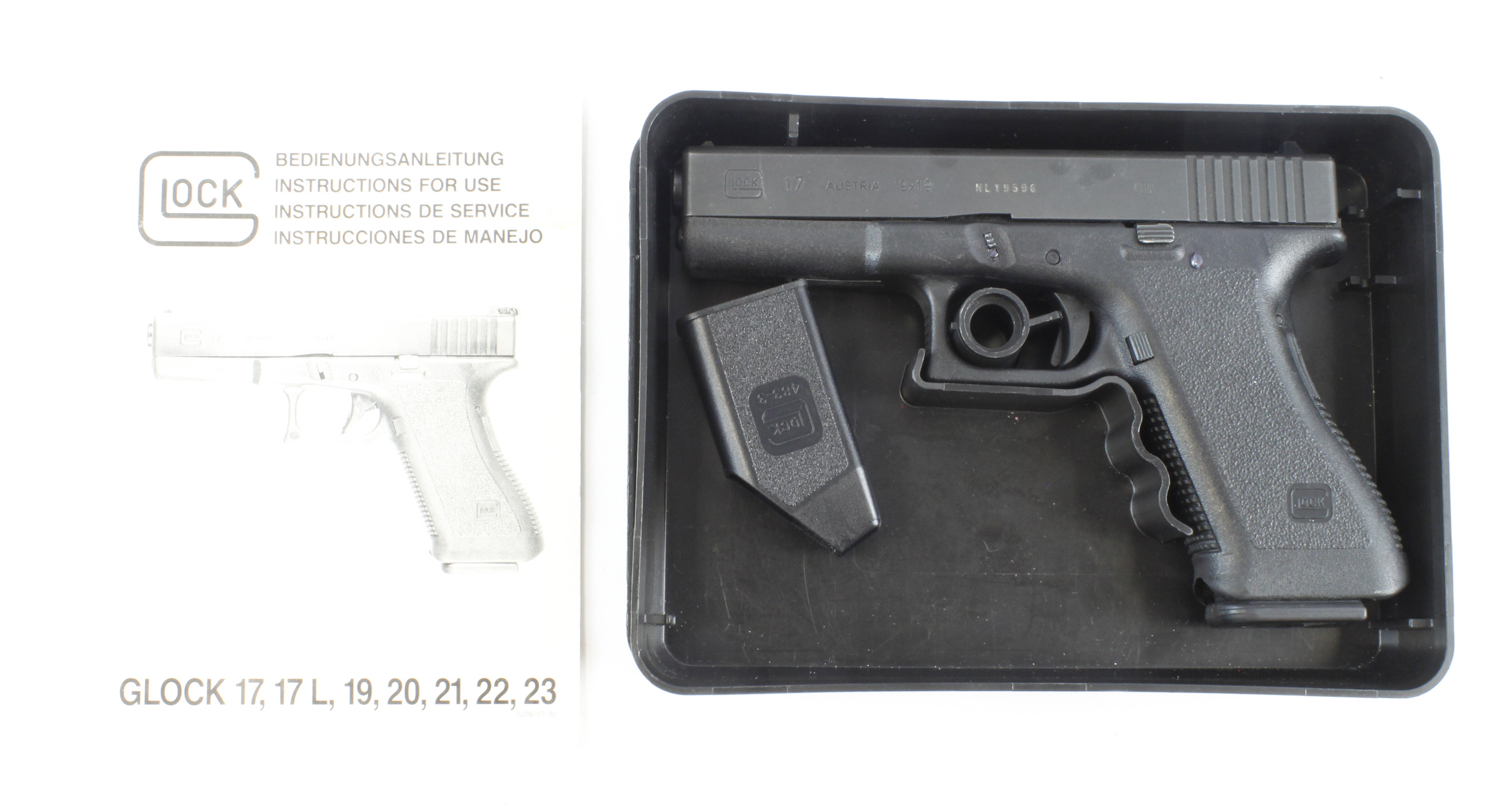 Austrian Glock Model 17, 9mm, barrel length 4.5". Housed in its factory fitted, plastic carton. With