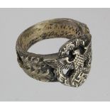 German SS Polizei mans finger ring, with long inscription to interior, interesting piece.