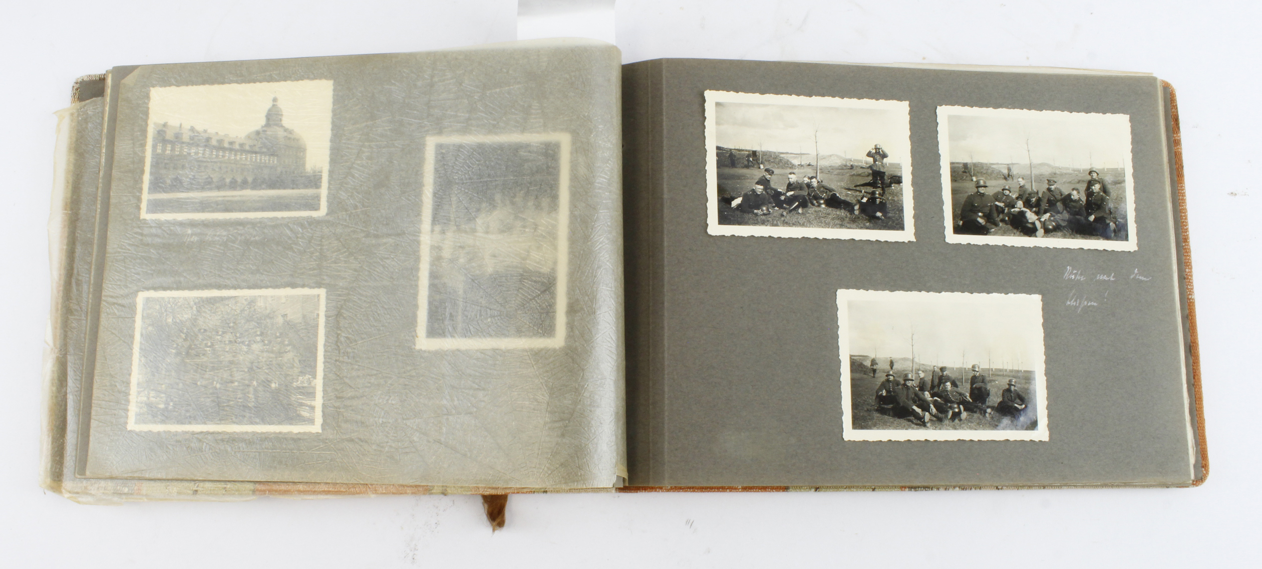 German WW2 photo album with approx 50 good army photos of soldiers on parade, training etc.