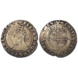 Elizabeth I Sixpence 1592 mm. tun, S.2578B, 2.88g, Fine.