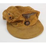 German Afrika Korps Luftwaffe Desert cap with a personal effects sack (Luftwaffe marked) cap dated
