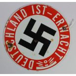 German 3rd Reich Enamel Street Sign “Germany Awakes”.
