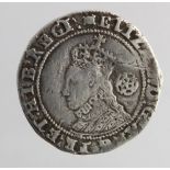 Elizabeth I hammered silver Sixpence 1595 mm. woolpack, 3.13g, lightly cleaned GF