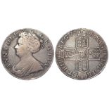 Crown 1708 Septimo, E below bust (Edinburgh mint), S.3600, GF with some knocks and adjustment