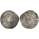 Edward III Pre-treaty silver Groat of London, mm. crown, S.1569, 2.81g, slightly bent and scuffed