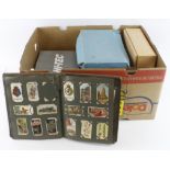 Crate with large selection of cards, sets, part sets & odds, contained in boxes, tins, albums,