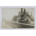 Spofforth railway station interior with staff   R/P   (1)