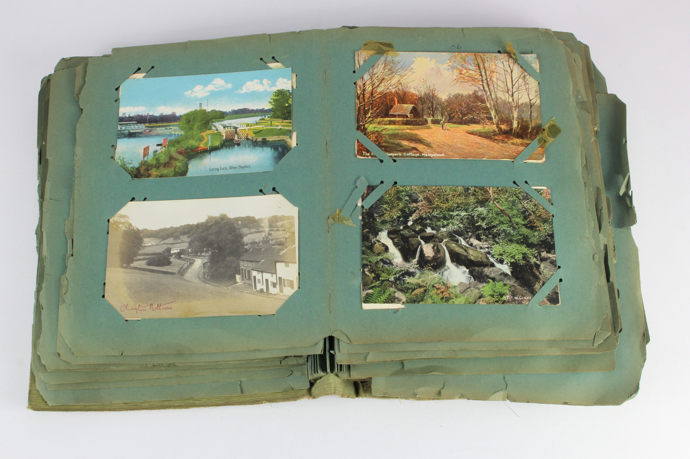 Distressed album containing original topographical selection, needs viewing (approx 238 cards)