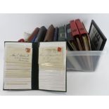 GB - large clear crate of material in ring binders, stockbooks and albums, plus covers and loose