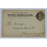 Bechuanaland 1894 - 1d brown on buff QV postal stationery card of GB with large 'BRITISH