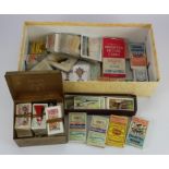 Shoebox of various Cigarette Card odds and part sets loose in old cigarette packets, etc. Plus