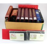 Large box with 5 albums RM GB Bureau + better pmks (approx 275), 2 albums Gutter pairs, better