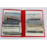 Shipping, original selection in red flip album, liners (including Olympic) merchant, paddle