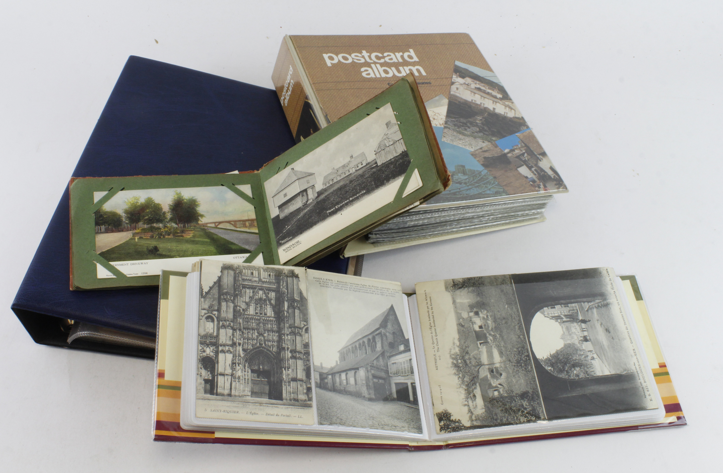 Box containing original collection in 4 albums, vintage & modern, english, foreign, etc (approx