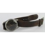 Gents Stowa wristwatch, black dial with Arabic numerals & subsidiary dial, case back numbered '