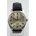 Gents stainless steel cased Omega Geneve automatic wristwatch circa 1970. The silver dial with black