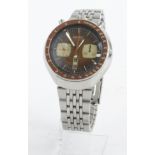 Gents stainless steel cased Seiko "Bullhead" chronograph automatic wristwatch circa 1970s. The brown