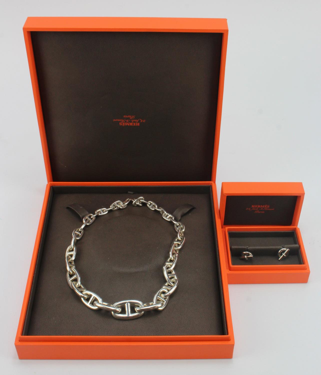 Hermes silver (Stamped '925') Chaine D'Ancre necklace, with makers marks, length 42cm, weight 4oz.