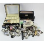 Large assortment of mixed gents wristwatches. Includes Seiko chronographs, "Bullheads" spare parts