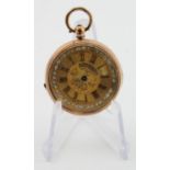 9ct yellow gold mechanical pocket watch with decorative Roman numeral dial, by E Harris & Co,