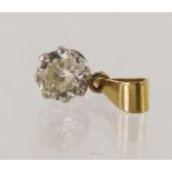 Yellow gold (tests 18ct) diamond soliatire pendant, round cut approx 0.42ct, estimated colour approx