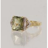 18ct yellow gold diamond and zultanite dress ring, rectangular cut zultanite measures 9.8mm x 7.9mm,