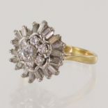 18ct yellow gold diamond ballerina cluster ring, TDW approx 1.53ct, principle round brilliant cut