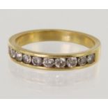 18ct yellow gold diamond half eternity ring, ten round brilliant cut diamonds, TDW approx 0.50ct,