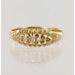 18ct yellow gold antique diamond five stone ring, five graduating old cut diamonds TDW approx 0.