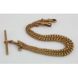 9ct "T" bar pocket watch chain. Length approx 35.5cm, weight 25.1g