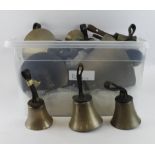 Hand Bells. Set of fifteen graduated hand bells, mostly stamped 'Mears' (Whitechapel Bell