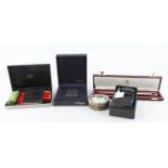 Lighters & Silver. Two lighters, comprising a Cartier & a boxed Dupont, plus a Dupont case,