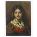 Oil on Copper, depicting a portrait of a young Spanish girl, date unknown, signed by artist to lower