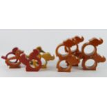 Napkin Rings. A group of eleven novelty bakelite napkin rings, depicting animals, including a