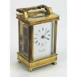Gilt brass five glass carriage clock, by David Peterson, height 13cm approx. (working at time of
