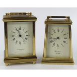 Carriage Clocks. Two gilt brass carriage clocks, both with Roman numerals to dials, marked 'Taylor &