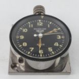 Heuer Master Time 8 Day dashboard clock, circa 1960s, black dial with Arabic numerals, dial diameter