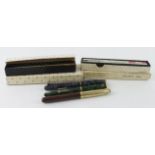 Pens. A group of eight fountain pens & pencils, including Parker, Conway Stewart, Waterman, etc.