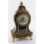 Louis XVI style ormolu mantel clock, ornately decorated, white & blue enamel Roman numerals to dial,