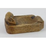 Robert 'Mouseman' Thompson. An original Mouseman carved wood ashtray, with signature mouse to one