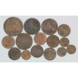 Belgium (15) copper coins 19thC including 10 Cents 1847/37, mixed grade.