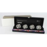 Five Pounds 2013 Silver Proof piedfort four-coin set "Queens Portrait Collection". aFDC boxed as