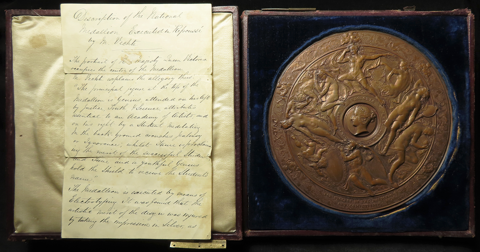 British Academic Medal (electrotype plaque) copper d.145mm: National Art Competition (founded - Image 2 of 2